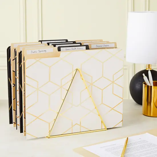 Paper Junkie 12 Pack Decorative File Folders with Geometric Gold Foil, 1/3 Cut Tab, Letter Sized for Office Supplies (9.5 x 11.5 in) {2}