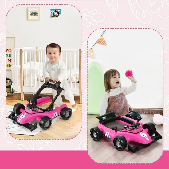 Costway 4-in-1 Baby Walker Foldable Activity Push Walker Adjustable Yellow/Blue/Red/Black/White/Deep Pink/Purple {6}