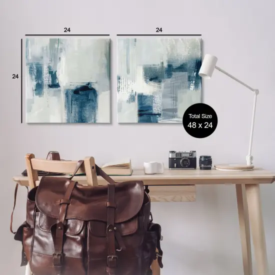 Stupell Industries Blue & Grey Tone Brush Strokes 2pc Canvas Set By Susan Jill {3}
