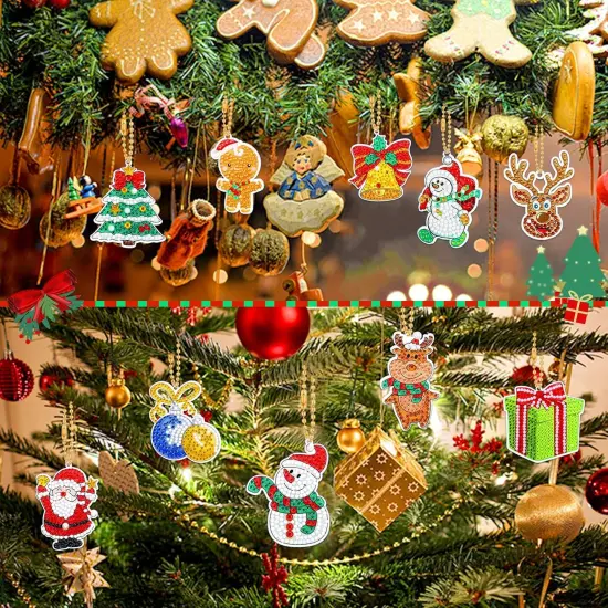 26 Pcs Christmas Diamond Painting Kits 5D DIY Diamond Key Chain {5}