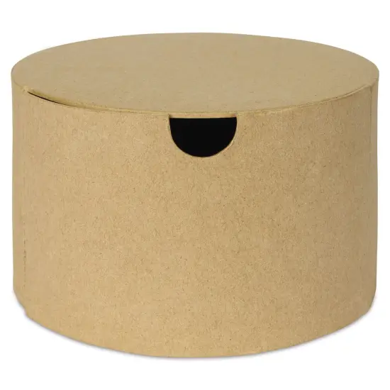 DecoPatch Paper Mache Box - Round Box w/ Drawer, 6.3" x 6.3" x 3.9" {1}