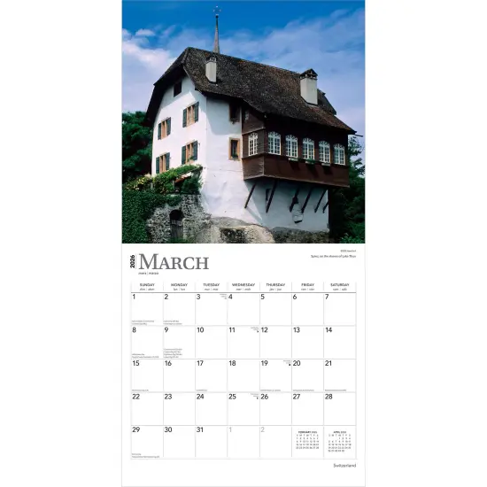 Switzerland | 2026 12 x 24 Inch (Hanging) Monthly Square Wall Calendar | Plastic-Free {3}