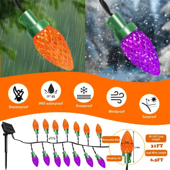 C7 Solar Powered 50 LED Halloween String Lights {5}