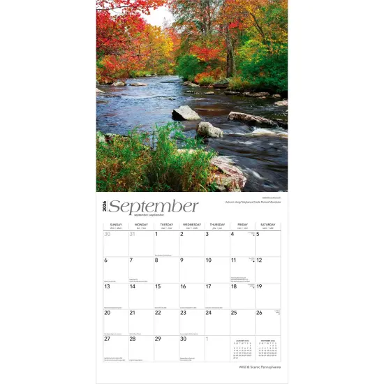 Pennsylvania Wild & Scenic | 2026 12 x 24 Inch (Hanging) Monthly Square Wall Calendar | Plastic-Free {4}