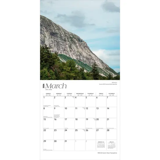 New Hampshire Wild & Scenic | 2026 12 x 24 Inch (Hanging) Monthly Square Wall Calendar | Plastic-Free {3}