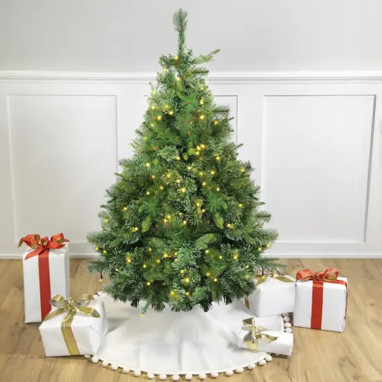 Northlight 4.5' Pre-Lit Full Ashcroft Cashmere Pine Artificial Christmas Tree, Warm Clear LED Lights Green {1}