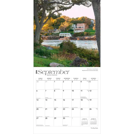 The Bay State | Massachusetts Places | 2026 12 x 24 Inch (Hanging) Monthly Square Wall Calendar | Plastic-Free {4}