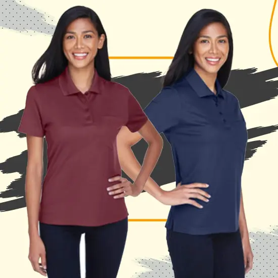 CORE365&reg; Women's Origin Performance Piqu&eacute; Polo Shirt with Pocket &ndash; Moisture-Wicking, UV Protection, Anti-Microbial, Lightweight Polyester Black {2}