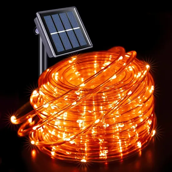 66 ft 200 LED Orange Halloween Solar Lights {1}
