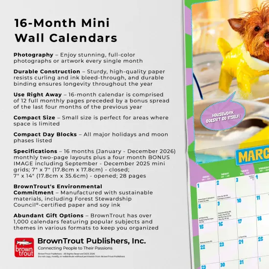 Avanti Livin' the Dream OFFICIAL | 2026 7 x 14 Inch (Hanging) Monthly Mini Wall Calendar {6}