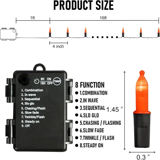 2 Pack 50 LED 16FT Halloween Orange String Lights Outdoor {3}