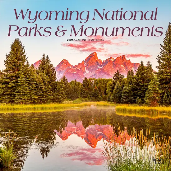 Wyoming National Parks & Monuments | 2026 12 x 24 Inch (Hanging) Monthly Square Wall Calendar | Plastic-Free {1}