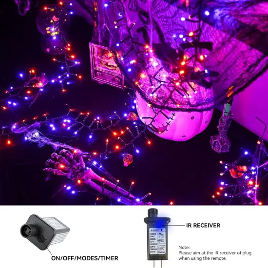 Purple and Orange Halloween Lights 400 LED 8Modes {4}