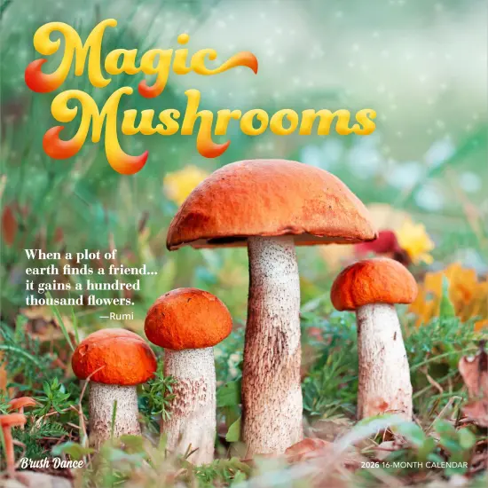 Magic Mushrooms | 2026 12 x 24 Inch (Hanging) Monthly Square Wall Calendar | Plastic-Free {1}