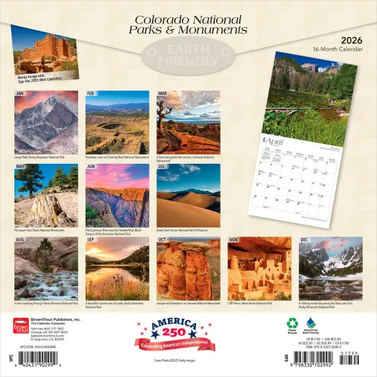 Colorado National Parks & Monuments | 2026 12 x 24 Inch (Hanging) Monthly Square Wall Calendar | Plastic-Free {2}
