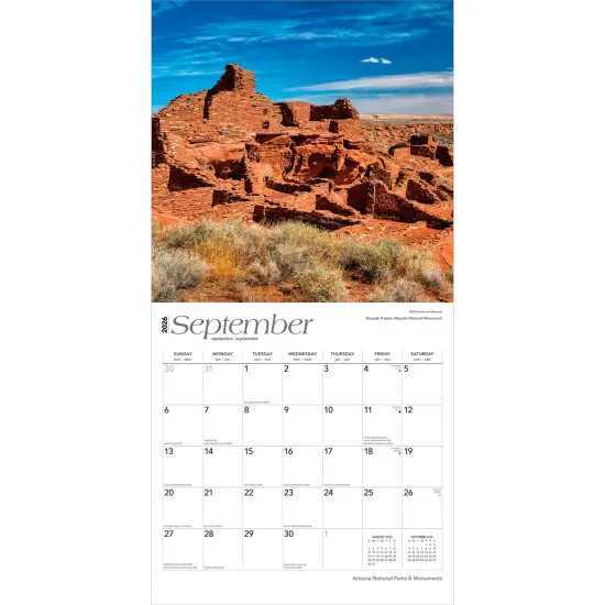 Arizona National Parks & Monuments | 2026 12 x 24 Inch (Hanging) Monthly Square Wall Calendar | Plastic-Free {4}