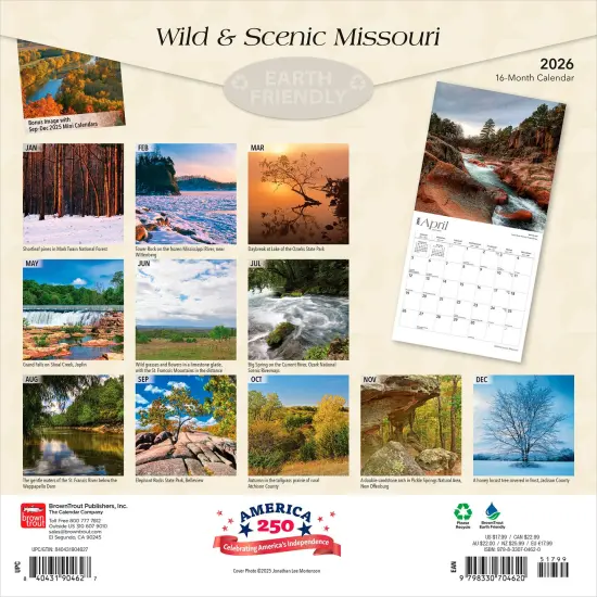 Missouri Wild & Scenic | 2026 12 x 24 Inch (Hanging) Monthly Square Wall Calendar | Plastic-Free {2}