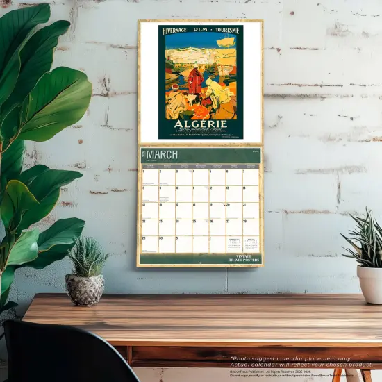 Vintage Travel Posters | 2026 12 x 24 Inch (Hanging) Monthly Square Wall Calendar | Plastic-Free {5}