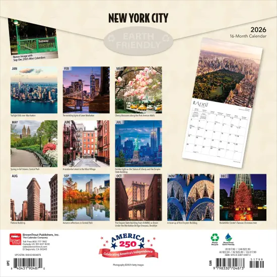 New York City | 2026 12 x 24 Inch (Hanging) Monthly Square Wall Calendar | Foil Stamped Cover | Plastic-Free {2}