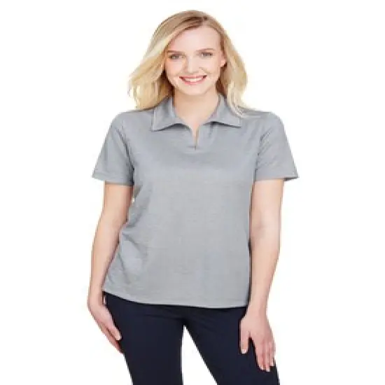 Devon & Jones&reg; CrownLux Performance Ladies Address Melange Polo Black Heather {3}