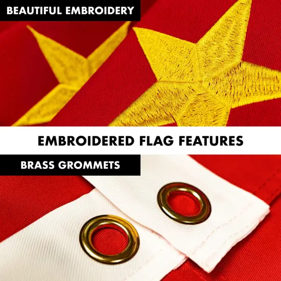 G128 - 6 Feet Tangle Free Spinning Flagpole (White) China Flag Brass Grommets Embroidered 3x5 ft (Flag Included) Aluminum Flag Pole {4}