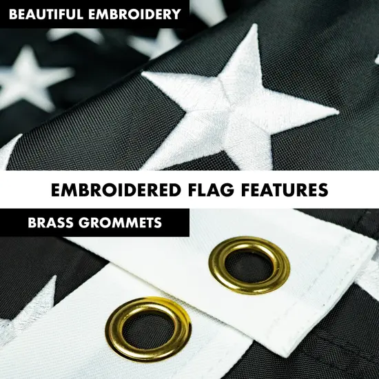 G128 - 5 Feet Tangle Free Spinning Flagpole (Black) Thin Red Line Flag Brass Grommets Embroidered 2x3 ft (Flag Included) Aluminum Flag Pole {4}