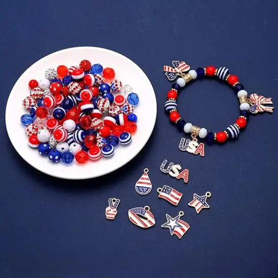 1050PCS+ American Flag Charms 4th of July Patriotic Beads {5}