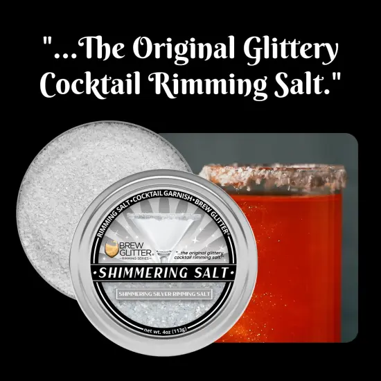 Brew Glitter - Shimmering Silver Rimming Salt (4oz, 1x Bar Tin) Edible Glitter Blended Cocktail Garnish for Mixed Drinks and Beverages {4}