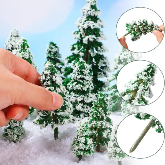 35 Pieces Mini Snow Pine Model Trees 1.97-5.9 Inch, 6 Size Miniature Sisal Snow Frost Trees for Christmas Village Decoration Train Scenery Winter Ornaments DIY Crafts {2}