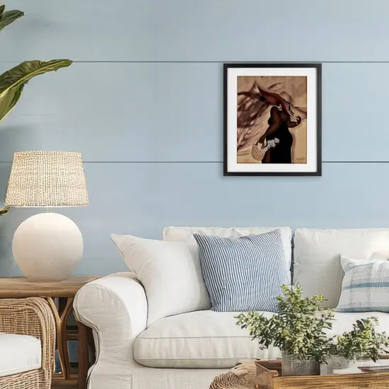 Stupell Industries Stylish Woman with Sun Hat Framed Print Under Glass, design by Sierra Siler {2}