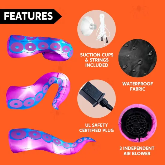 3 Pcs Halloween Inflatables Octopus Tentacle Outdoor Window Decorations {4}