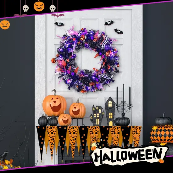 6 ft Artificial Halloween Garland with LED Mixed Ball Rustic {3}