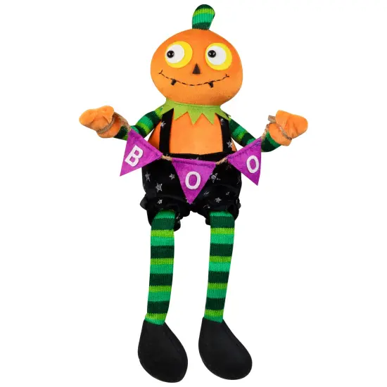 Northlight Jack O Lantern Halloween Decoration with Boo Banner- 14" Multi {3}