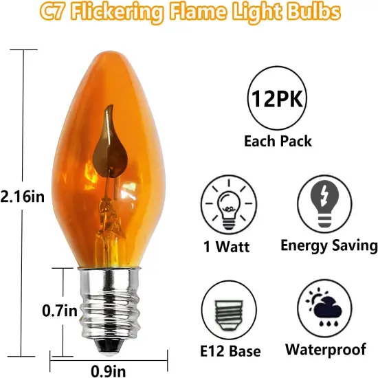 Halloween Flickering Flame Light Bulbs - Orange {6}