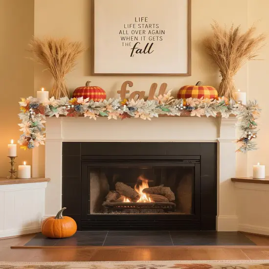 Fall Garland with 40 LED Lights - 8 Lighting Modes with Remote Timer {1}