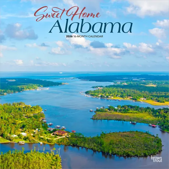 Sweet Home Alabama | Alabama Places | 2026 12 x 24 Inch (Hanging) Monthly Square Wall Calendar | Plastic-Free {1}