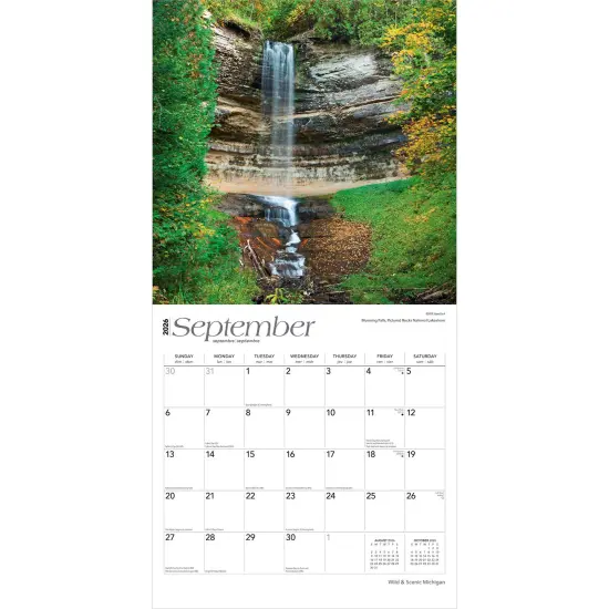 Michigan Wild & Scenic | 2026 12 x 24 Inch (Hanging) Monthly Square Wall Calendar | Plastic-Free {4}