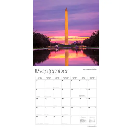 Washington D.C. | 2026 12 x 24 Inch (Hanging) Monthly Square Wall Calendar | Plastic-Free {4}