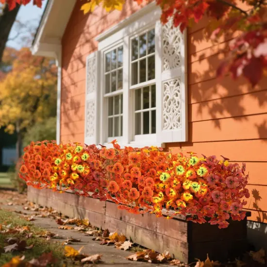 12 Bundles Artificial Fall Flowers (Brown, Red, Yellow) {5}