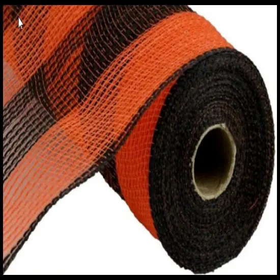 10.5"x10yd Faux Jute Wide Stripe Mesh - Orange/Black - Premium Wreath Supplies-RY8314F7 {3}