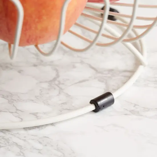 White 3-Tiered Fruit Basket for Kitchen Countertop - Metal Large Fruit Bowl Stand for Produce, Vegetables, Organization, Storage Rack (18 In) {5}