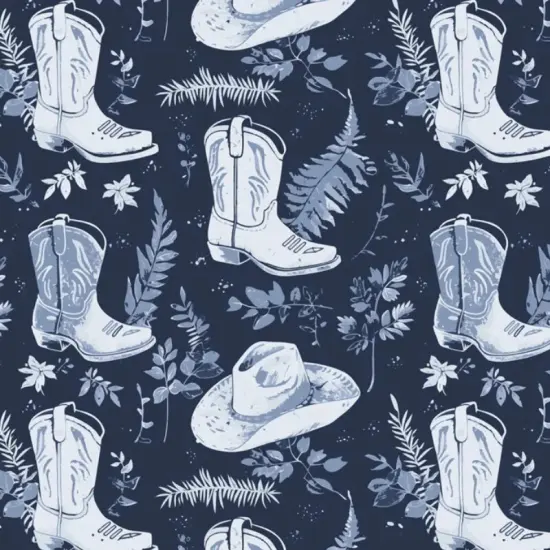 Country Cowboy Boots and Hats Anti-Pill Premium No-Sew Throw Fleece Fabric Kit (50x60) {5}