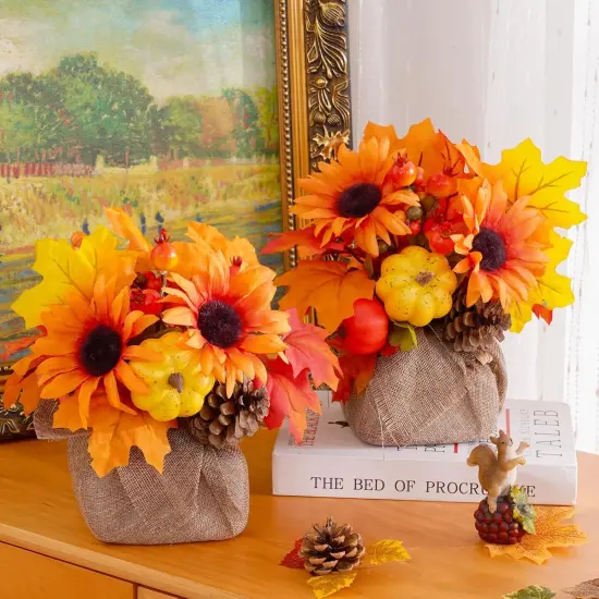 2Pcs Artificial Fall Flowers - Sunflower {4}
