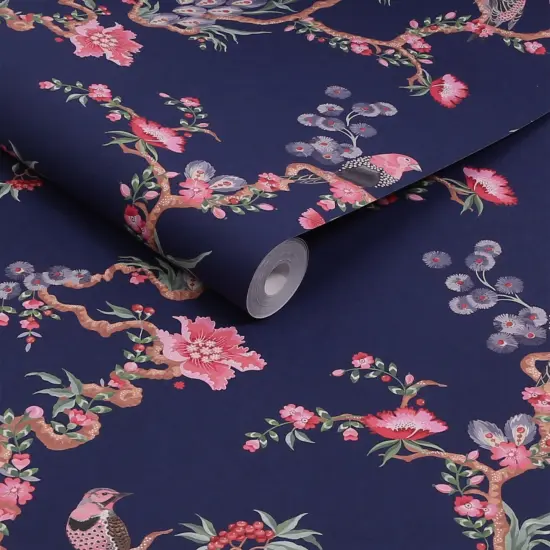 Cath Kidston Birds & Berries Navy Wallpaper {3}