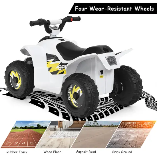 Costway 6V Kids Electric Quad ATV 4 Wheels Ride on Toy Toddlers Forward & Reverse White/Black/Blue/Red {6}