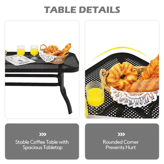 Costway 2PCS Patio Loveseat Bench Table Furniture Set Cushioned Chair {6}