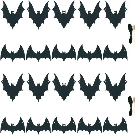 2 Pack Felt Black Bat Garland Banner {2}