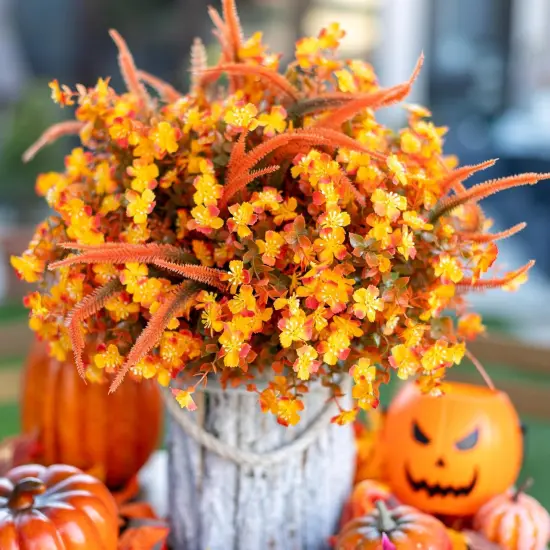 Artificial Fall Flowers (16, OrangeGreen) {2}