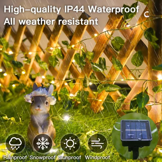 suddus Solar Fairy Lights, 33ft 100 Led Pothos Leaf Solar String Lights Outdoor Waterproof, 8 Modes Vines with Lights for Balcony, Deck, Patio, Garden, Fence,Wedding (Warm White) {6}