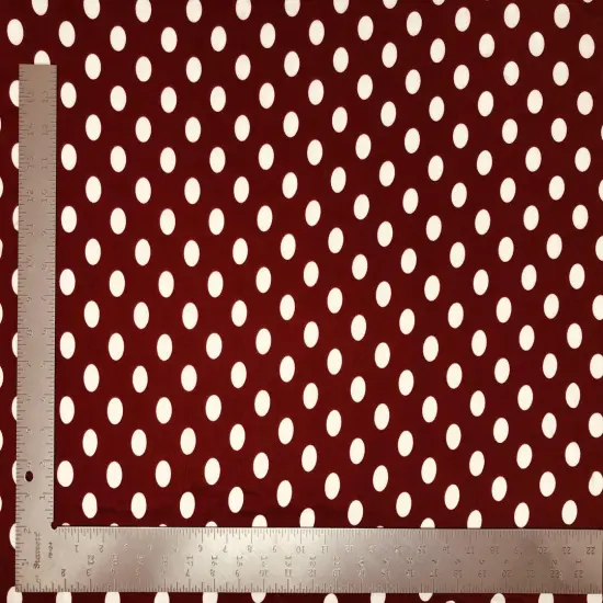 1 Yard DTY Double Sided Brushed Knit Big Polka Dot Print Fabric For Dresses Tops Leggings 58/60" Wide Black/Ivory {5}